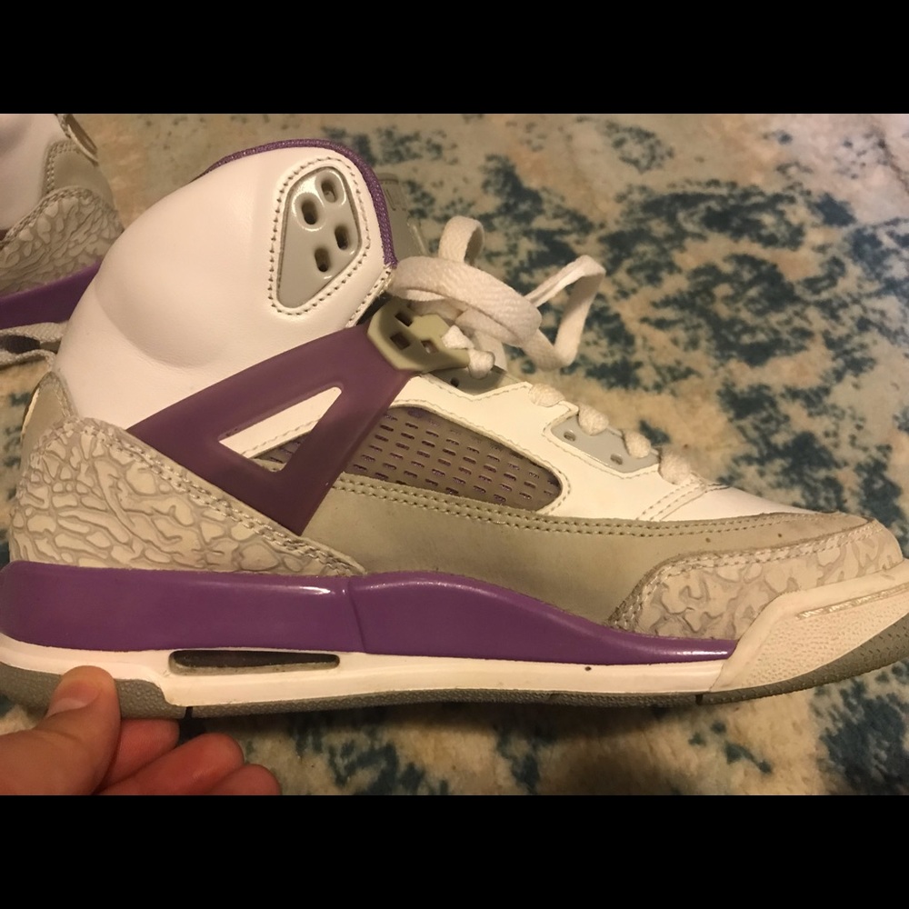 Purple, white and gray Jordan’s